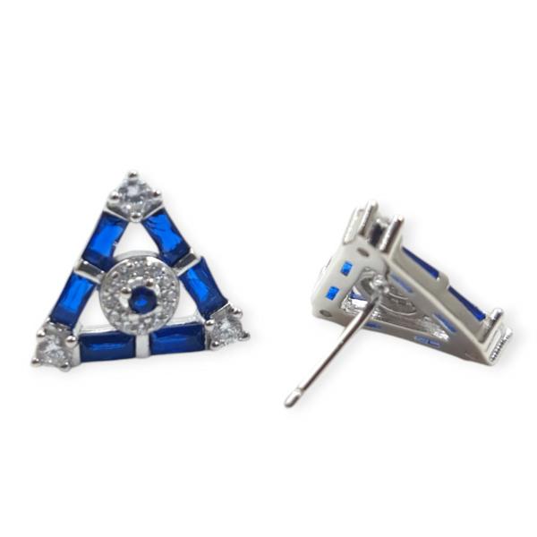 Elegant 925 Sterling Silver Pendant Set in Triangle shape with Beautiful Blue and white Stone